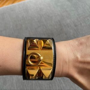 AUTHENTIC Hermes Collier de Chien CDC Black
leather bracelet